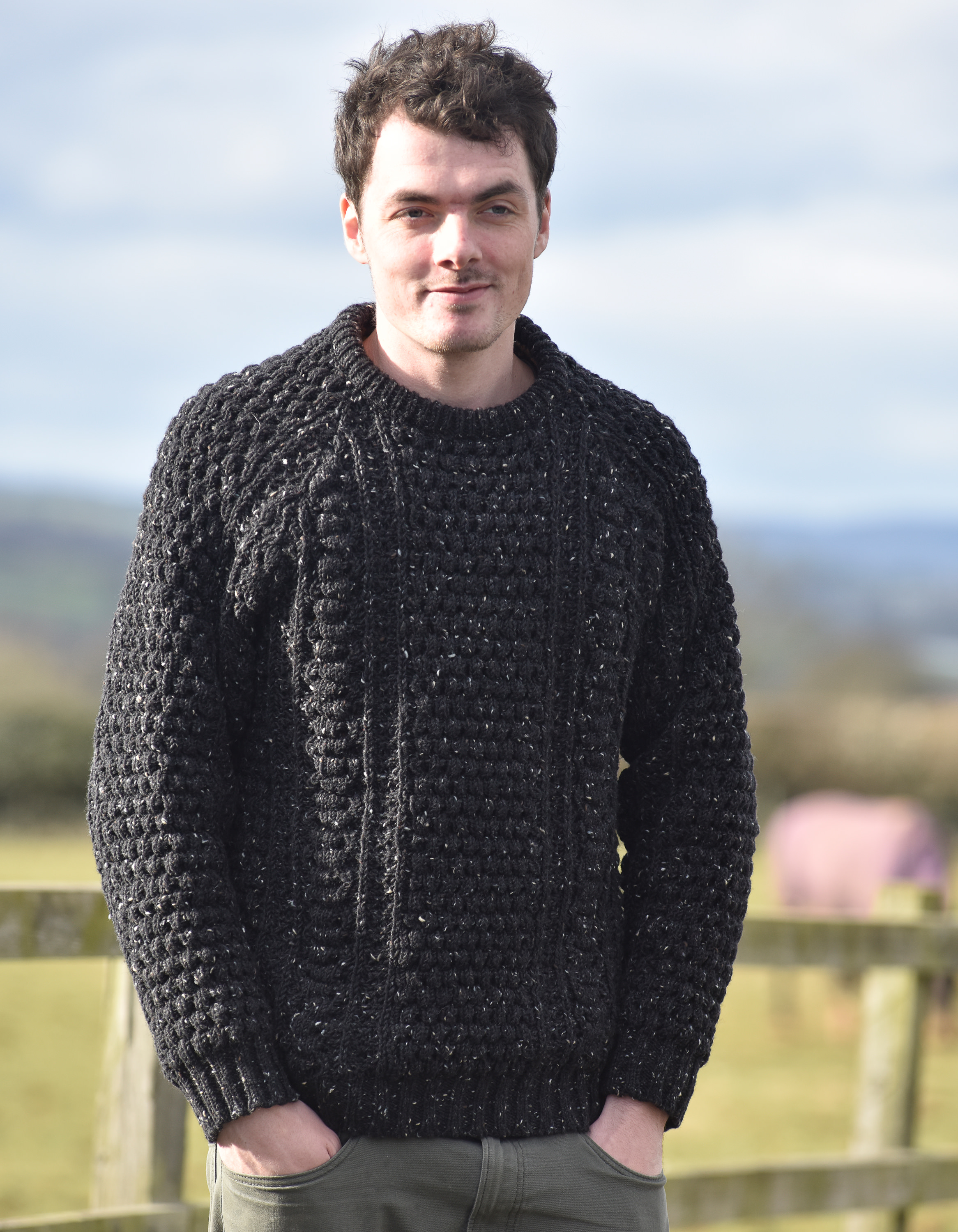 Black 2024 aran sweater