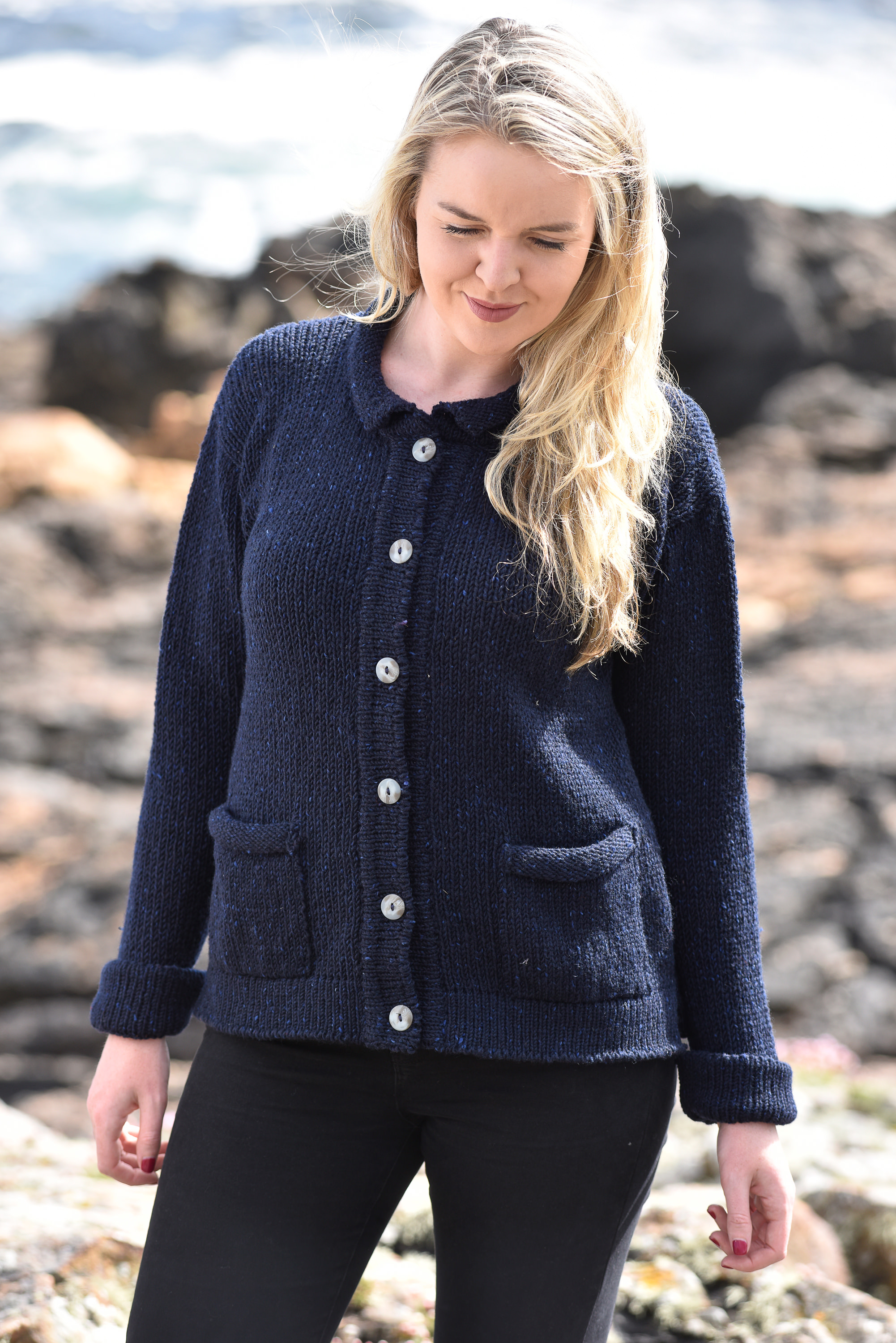 Ladies navy cardigan best sale