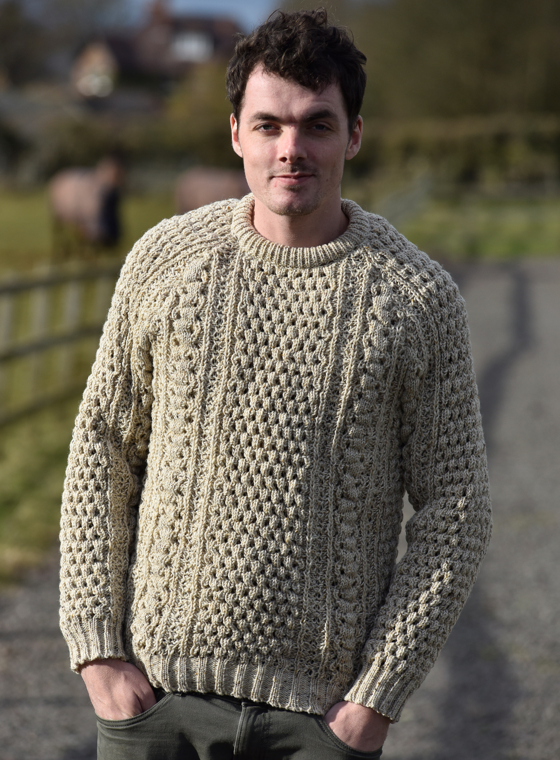 Natural Oatmeal Donegal Wool Aran Sweater From Irish Inspiration ...