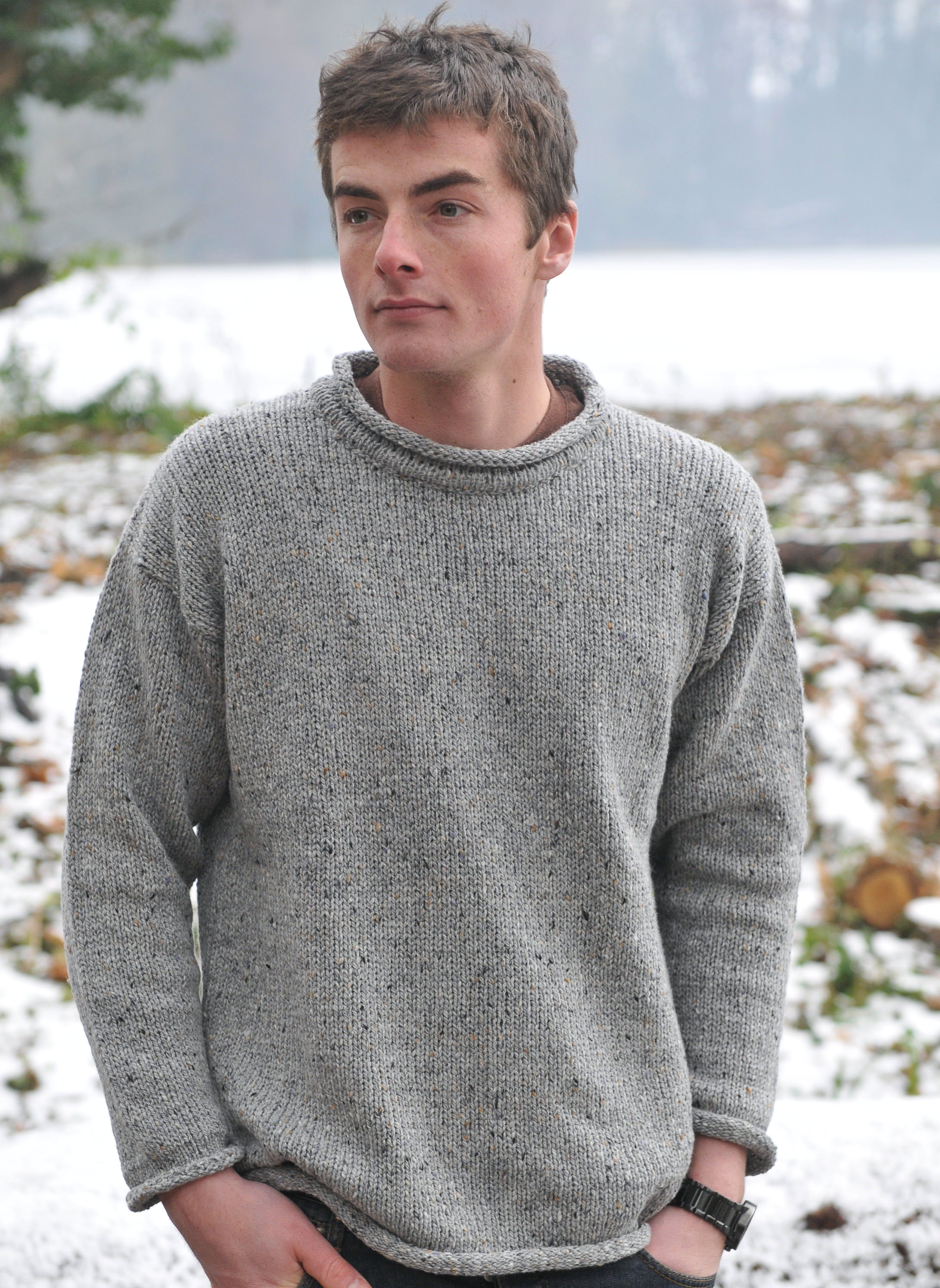 Buy light grey roll neck sweater from Irish Inspiration | Irish
