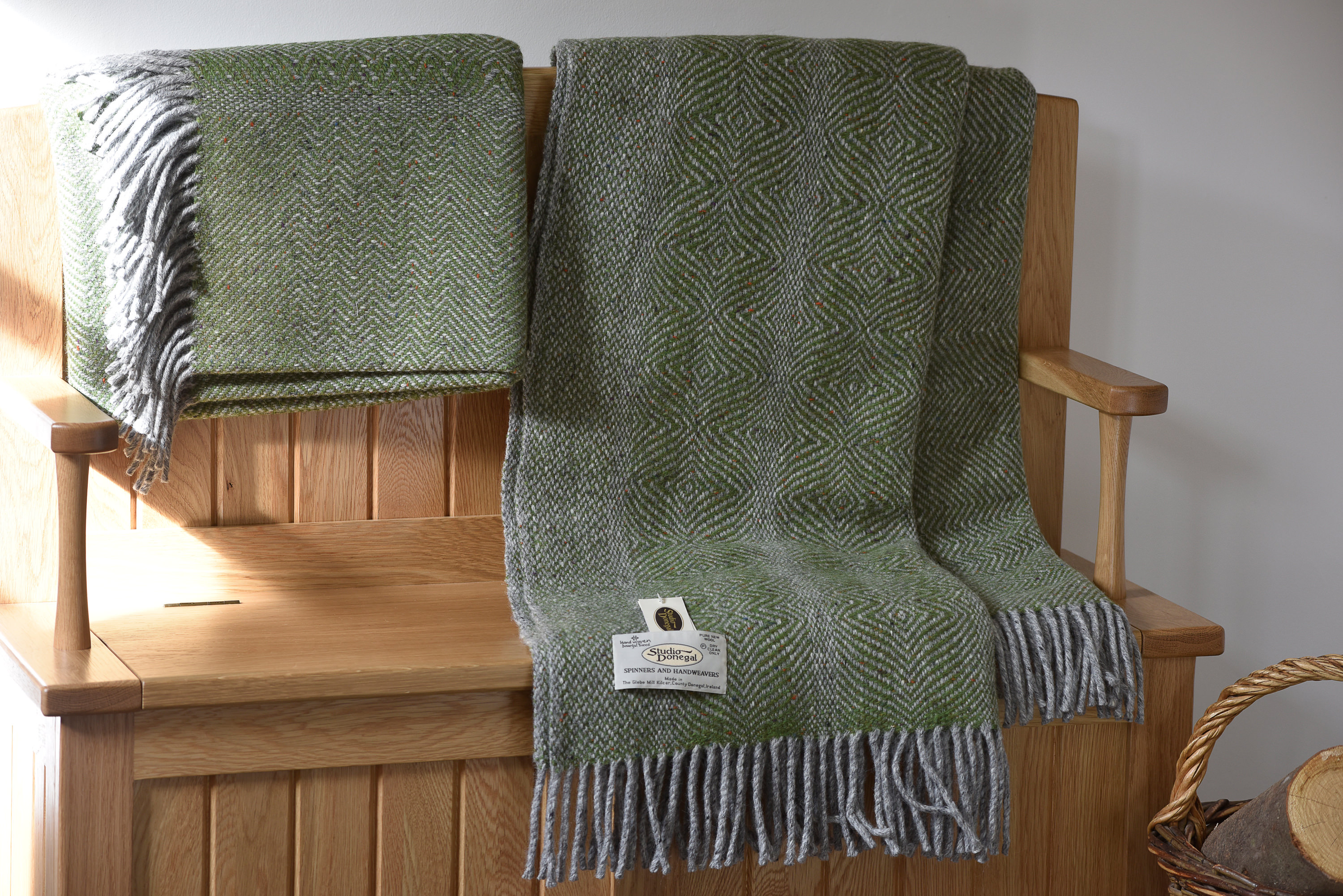 Buy a Studio Donegal Watercress green throw blanket from Irish