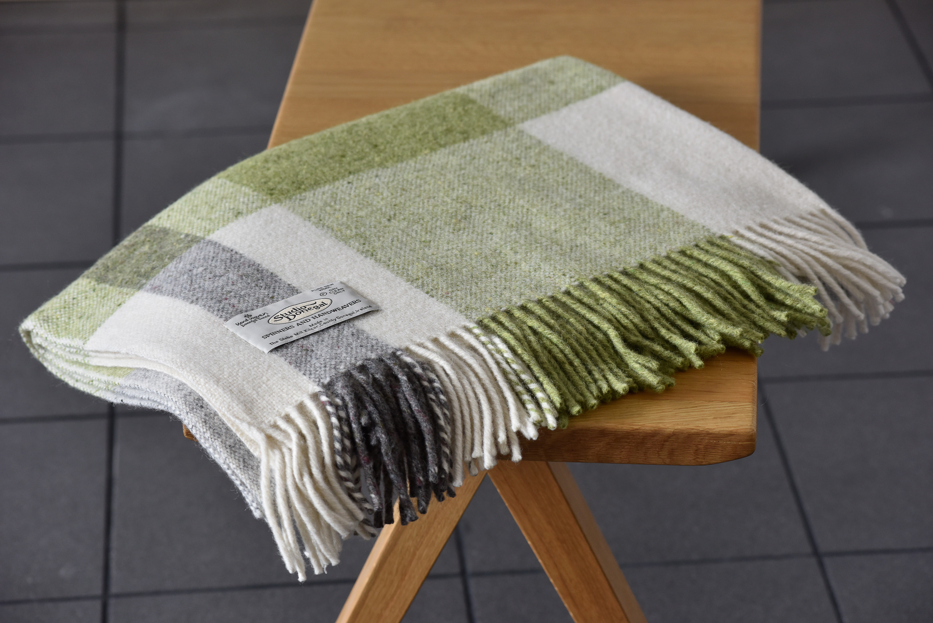 Buy a Studio Donegal Watercress green throw blanket from Irish