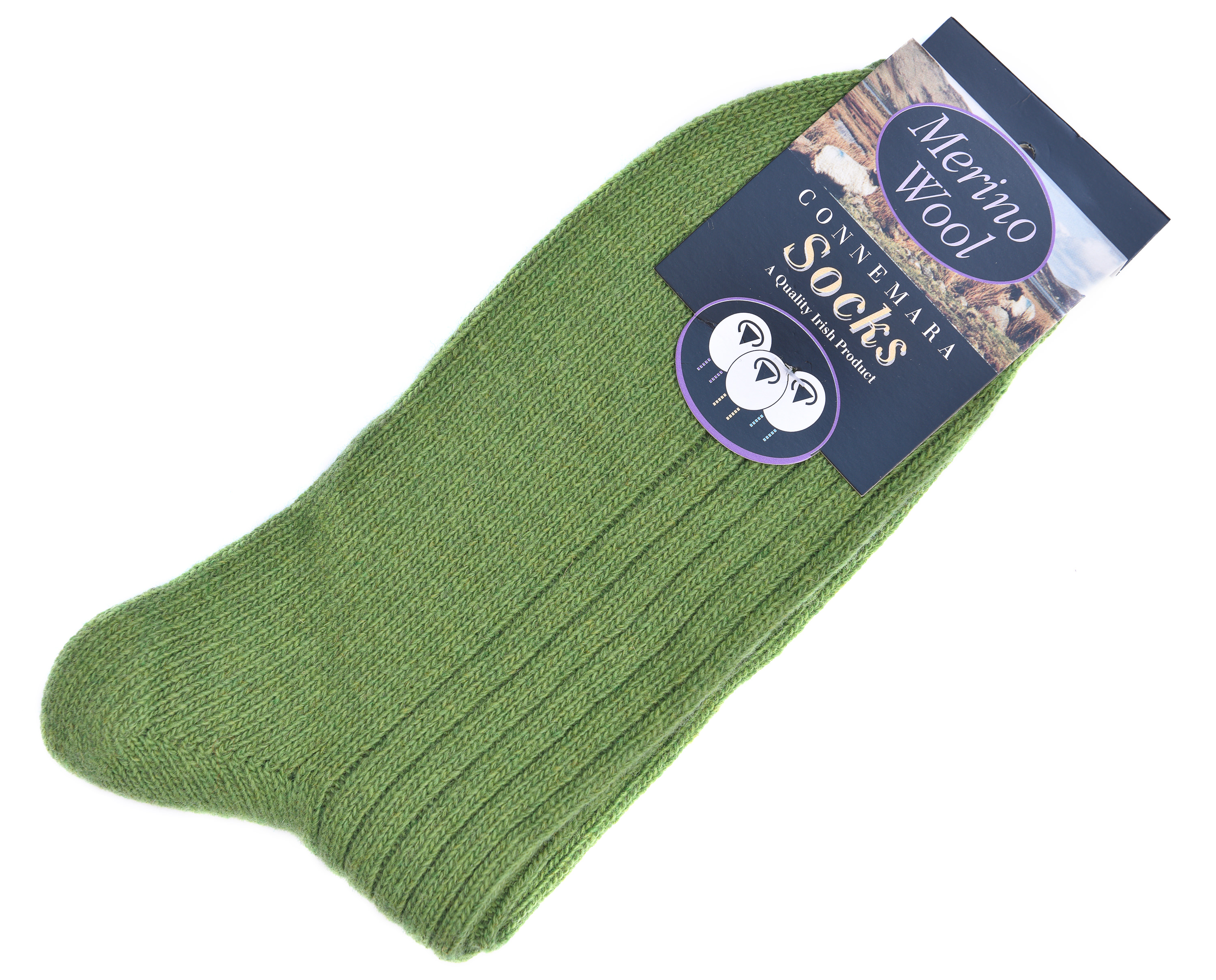 Buy bright green merino wool socks from Irish Inspiration. Irish