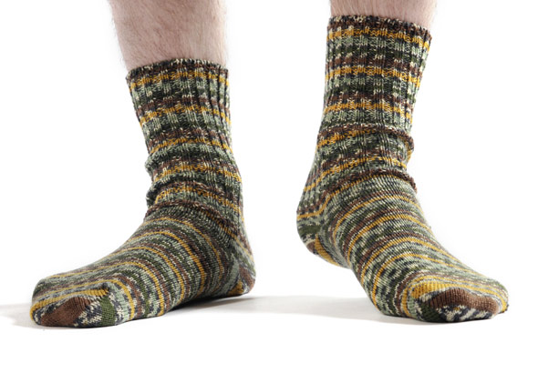 Buy brown and green Fair Isle patterned walking socks from Irish