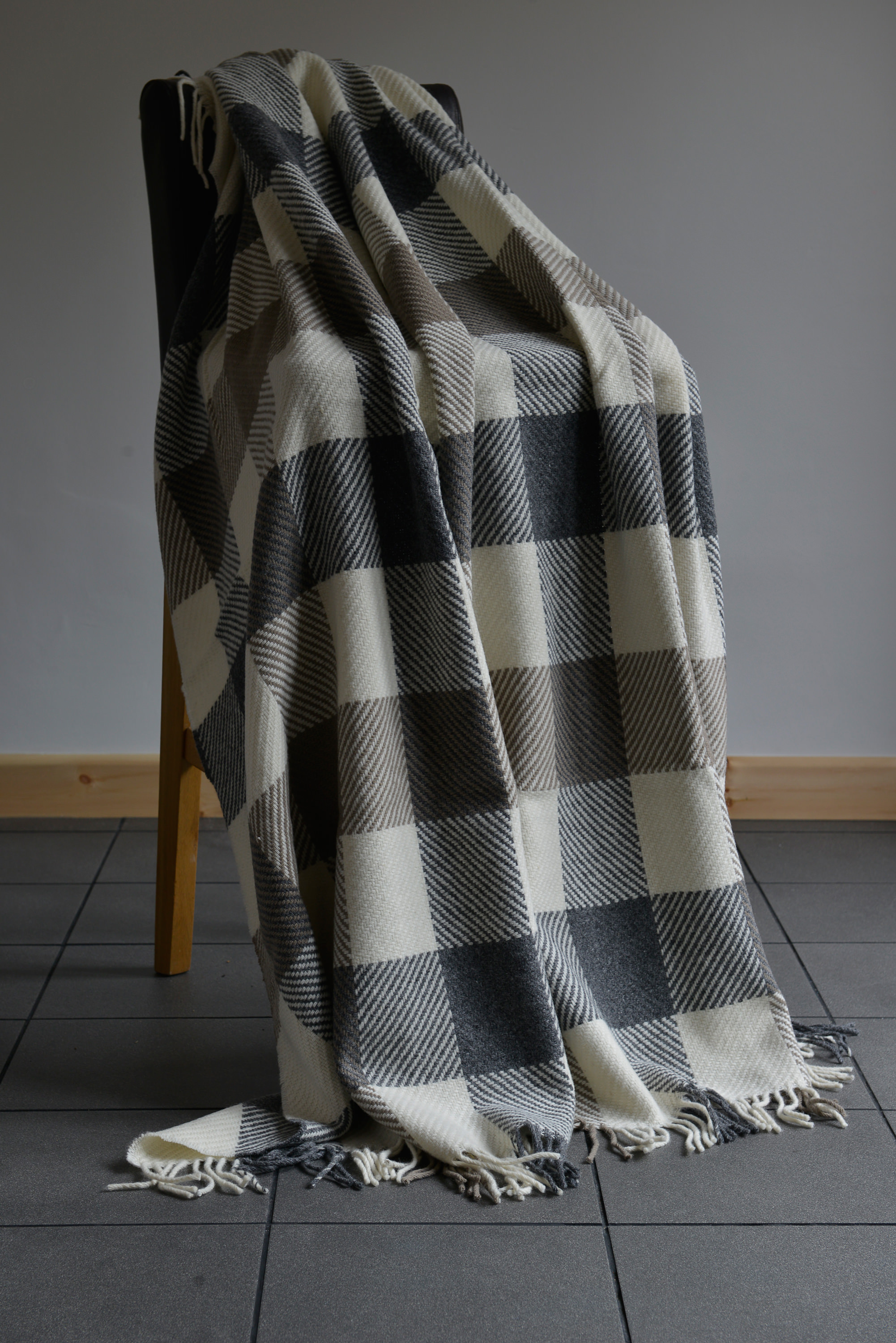 Buy a Foxford checked woollen blanket throw from Irish Inspiration