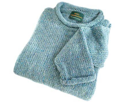 100% Donegal Wool Roll Neck Sweater Grey
