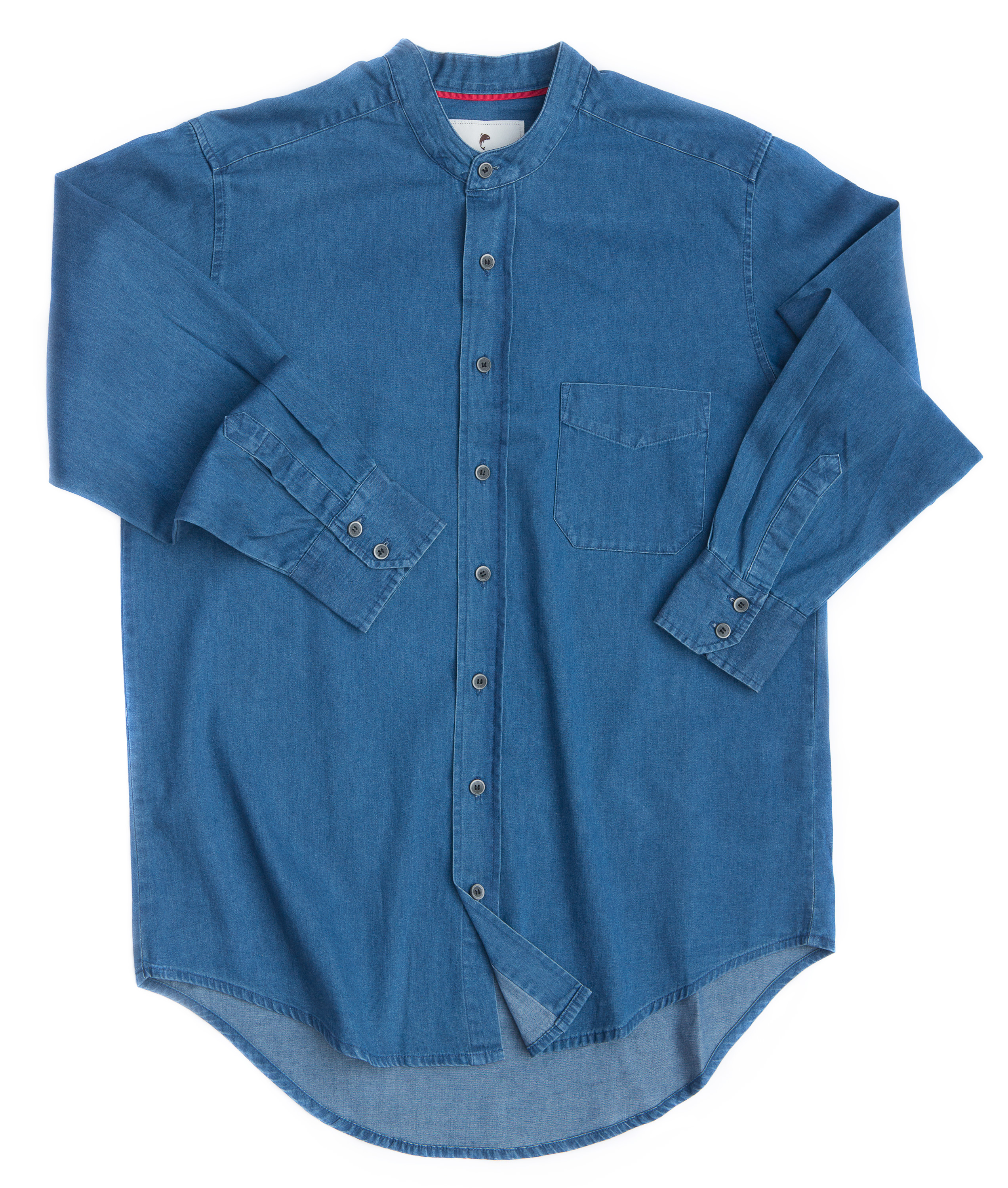 Shop Cos Organic Cotton Denim Grandad Collar Overshirt In Blue