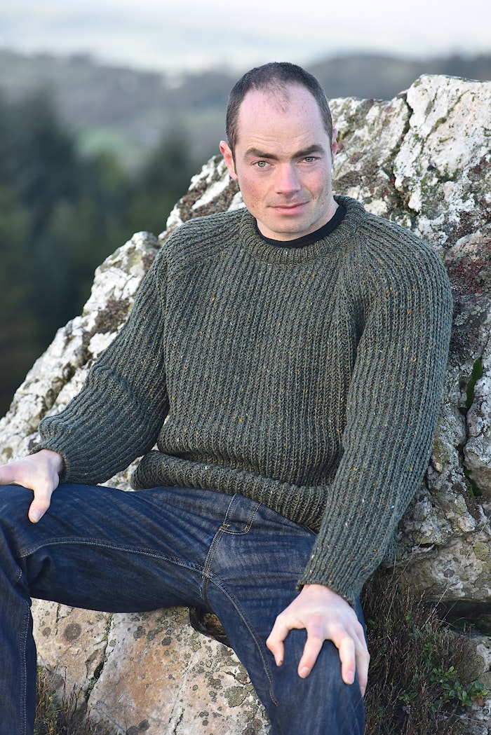 Donegal Fisherman's Rib Crew Neck Sweater - Sage Green by Irish Inspiration