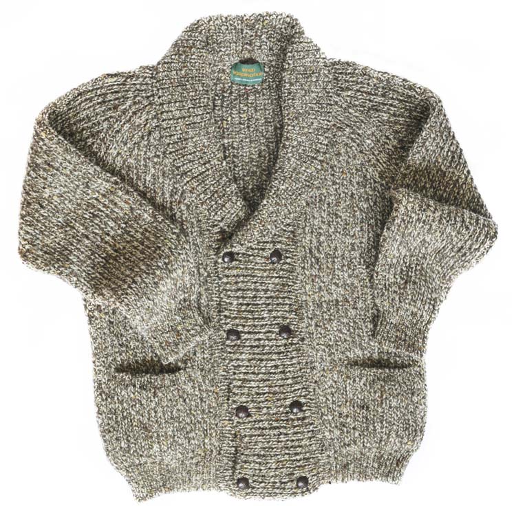 Men's Donegal Fisherman' Rib Double Breasted Wool Cardigan Irish