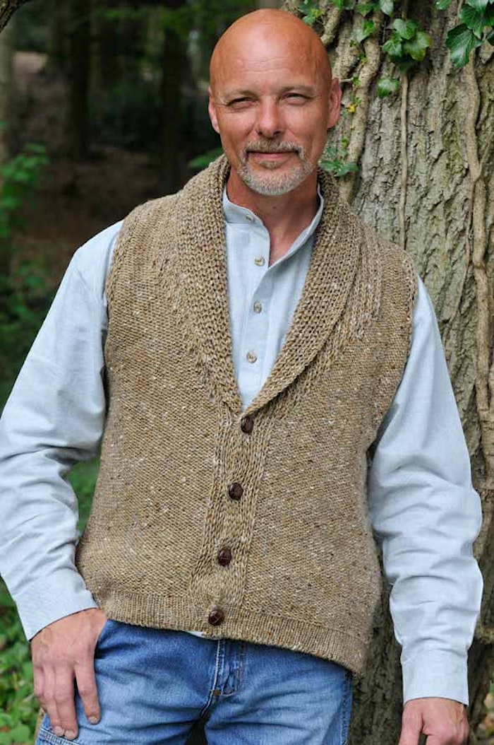 Buy a shawl neck waistcoat, vest in Donegal wool from Irish Inspiration