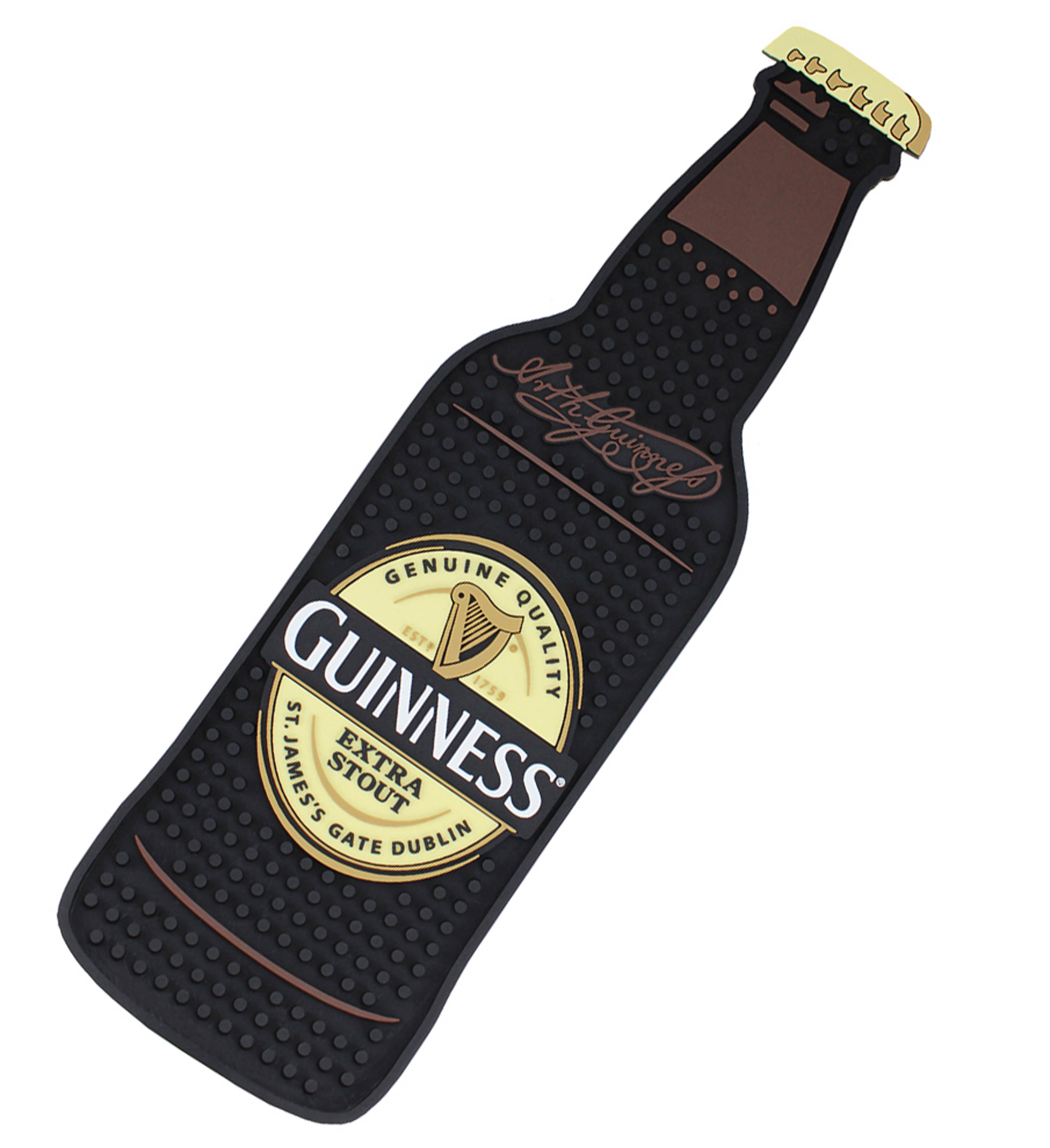 Guinness Bottle Shaped Pvc Bar Mat Irish Inspiration