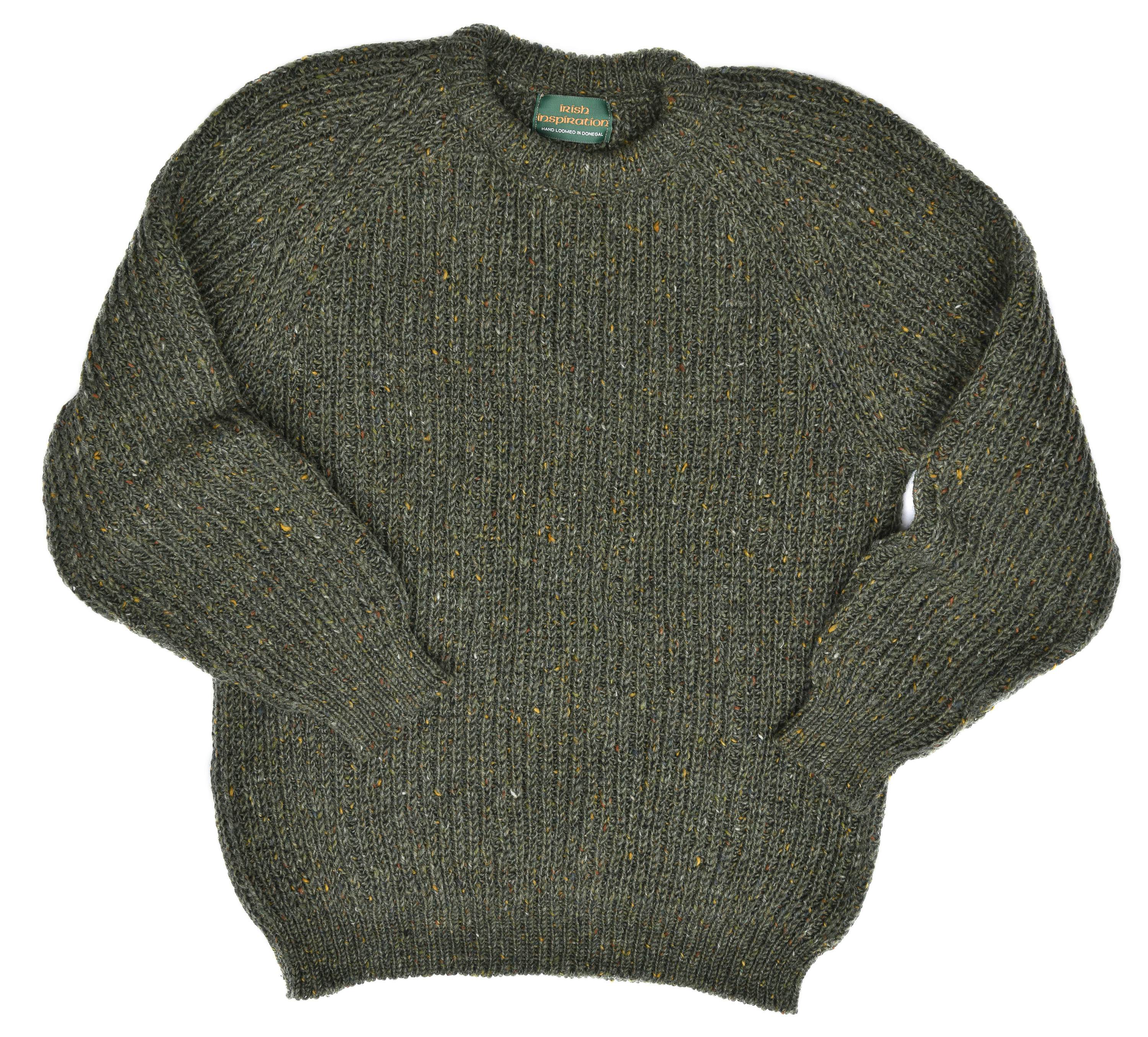 Buy a green Donegal wool crew neck sweater from Irish Inspiration